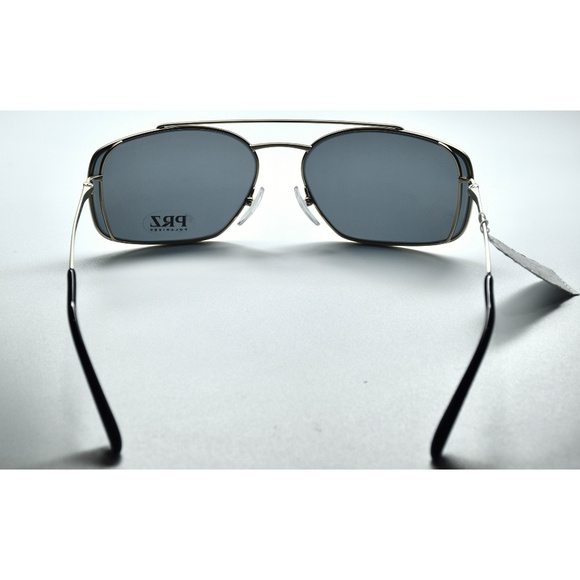 PRADA SPR64V 1BK-5Z1 PALE GOLD METAL POLARIZED GREY PILOT SUNGLASSES. 62mm - Picture 9 of 15